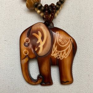 Wooden Elephant Necklace
